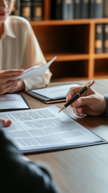 Business meeting with professionals signing documents in office